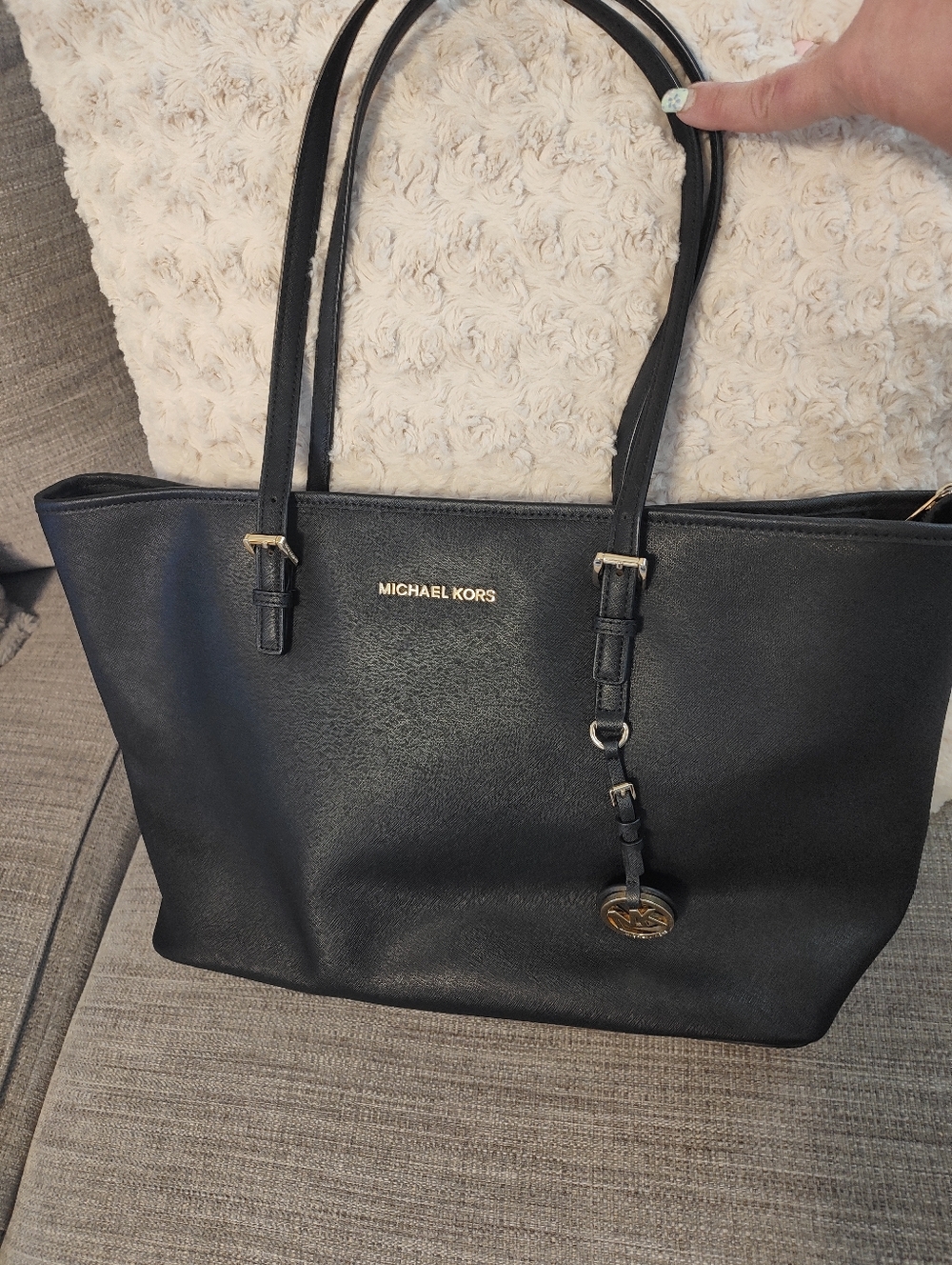 Michael Kors Black Charlotte Saffiano Leather Tote Bag